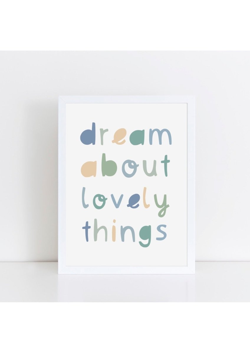 Dream About Lovely Things Greens Print – for children, available at Learning Bugs UK