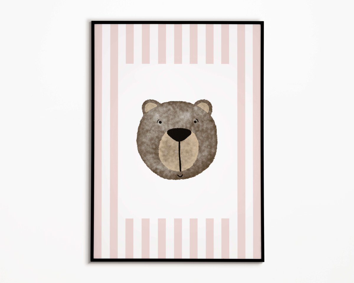 Bear Print - Dusky Pink Stripes – for children, available at Learning Bugs UK