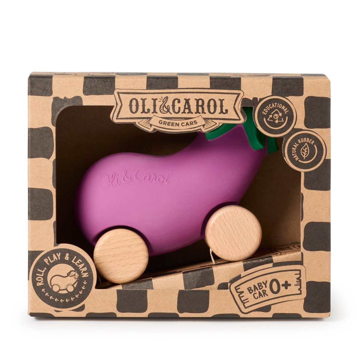Oli & Carol Emma the Aubergine Car – Baby Sensory Toys for children, available at Learning Bugs UK