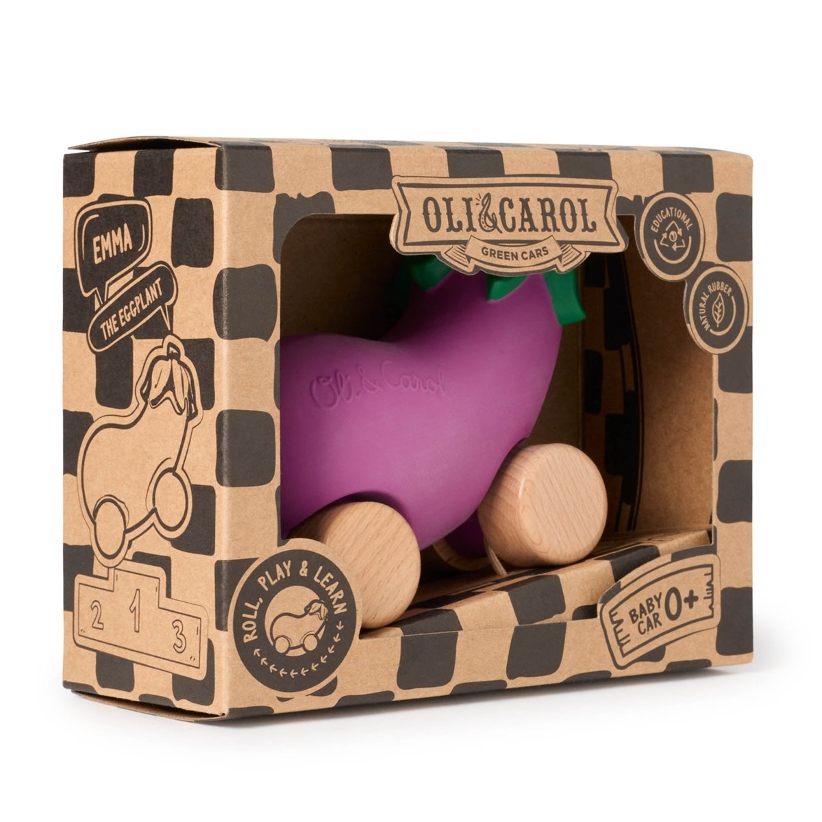 Oli & Carol Emma the Aubergine Car – Baby Sensory Toys for children, available at Learning Bugs UK