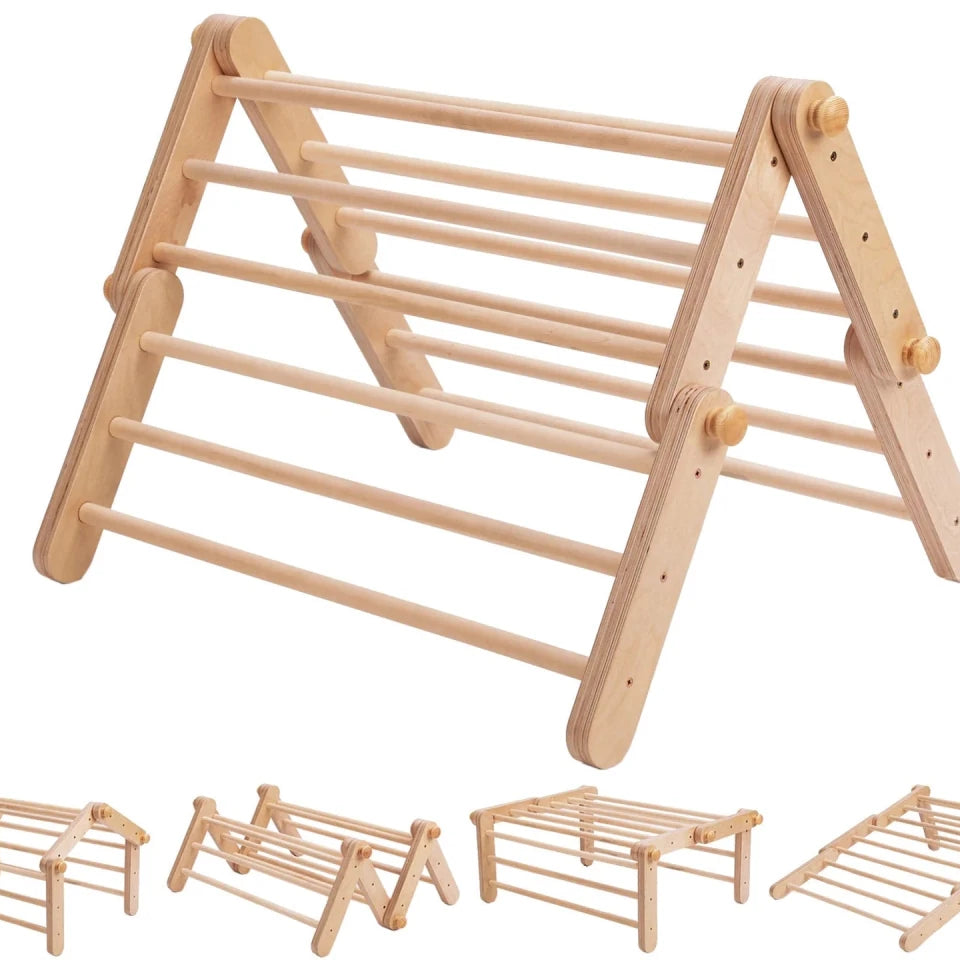 Ette Tete Pikler Triangle with Ramp | Modifiable Montessori Climbing Frame – Climbing Triangle for children, available at Learning Bugs UK