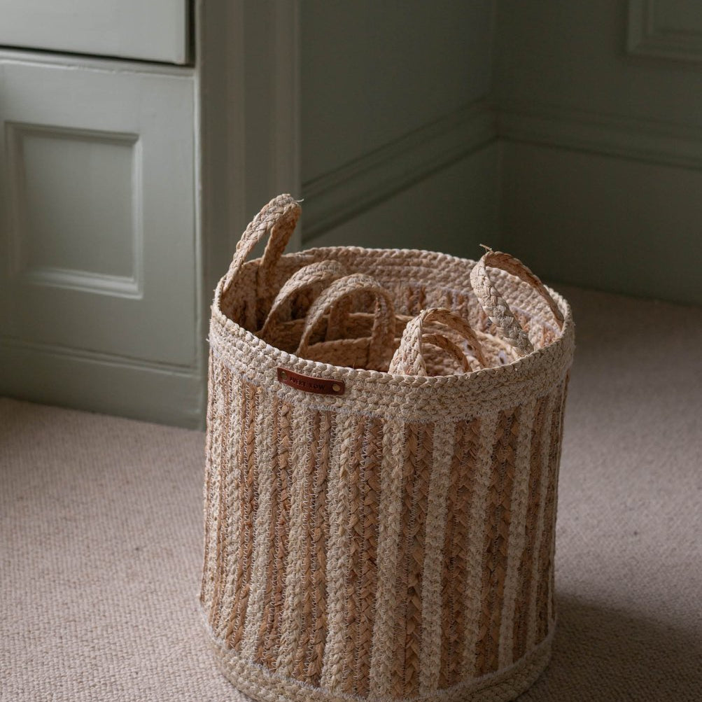 Maize Stripe Storage Basket Set of 3 - Natural – Baby Changing for children, available at Learning Bugs UK