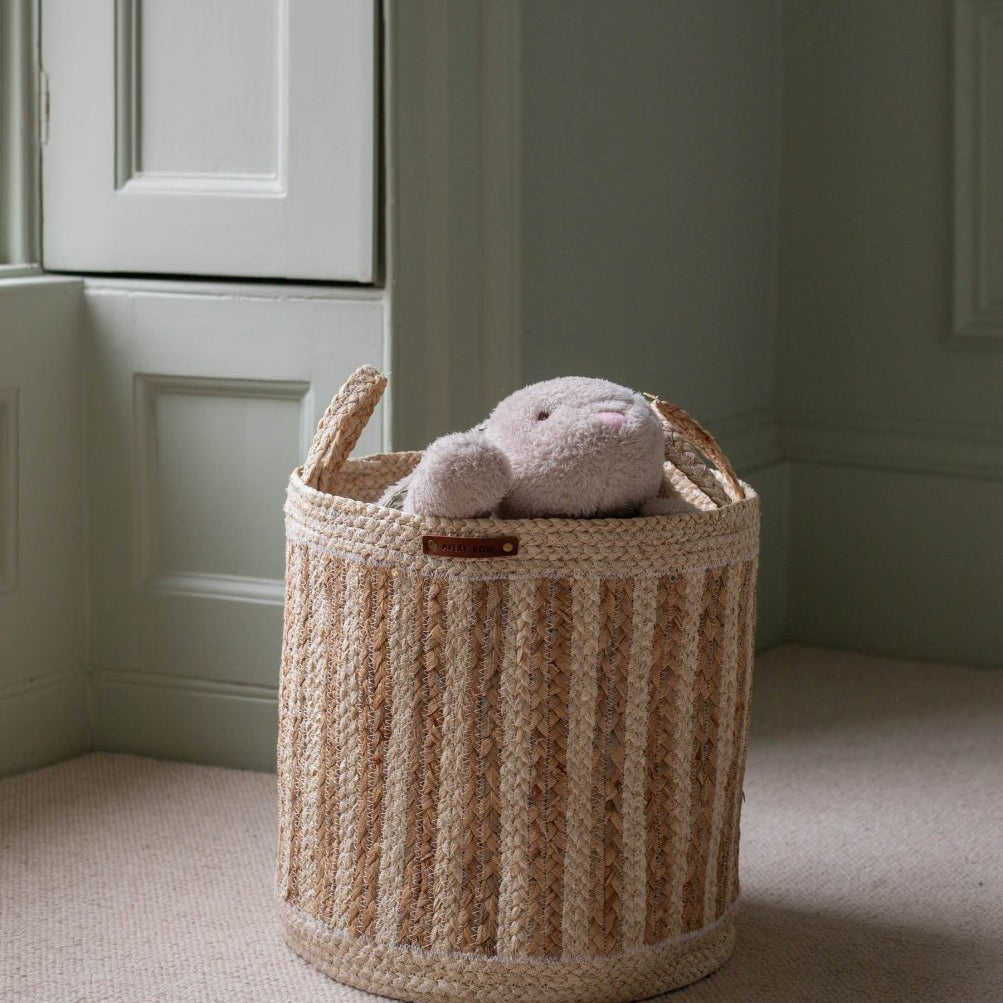 Maize Stripe Storage Basket Set of 3 - Natural – Baby Changing for children, available at Learning Bugs UK