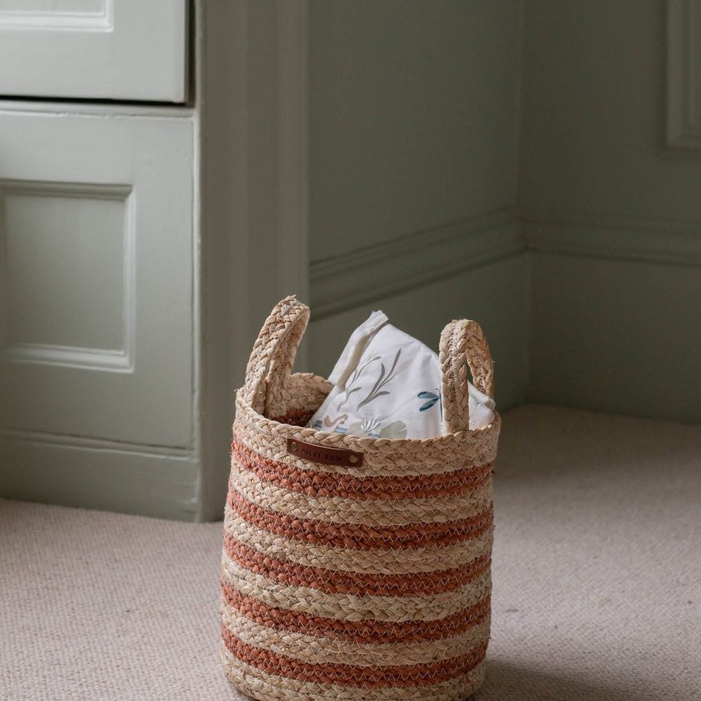 Maize Stripe Storage Basket Set of 3 - Natural – Baby Changing for children, available at Learning Bugs UK
