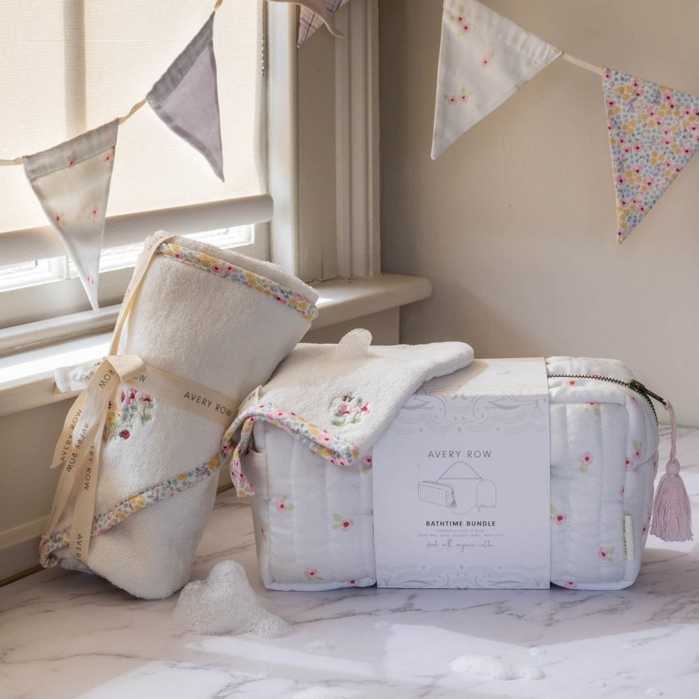Bathtime Bundle New Baby Gift Set - Wildflower Garden – for children, available at Learning Bugs UK