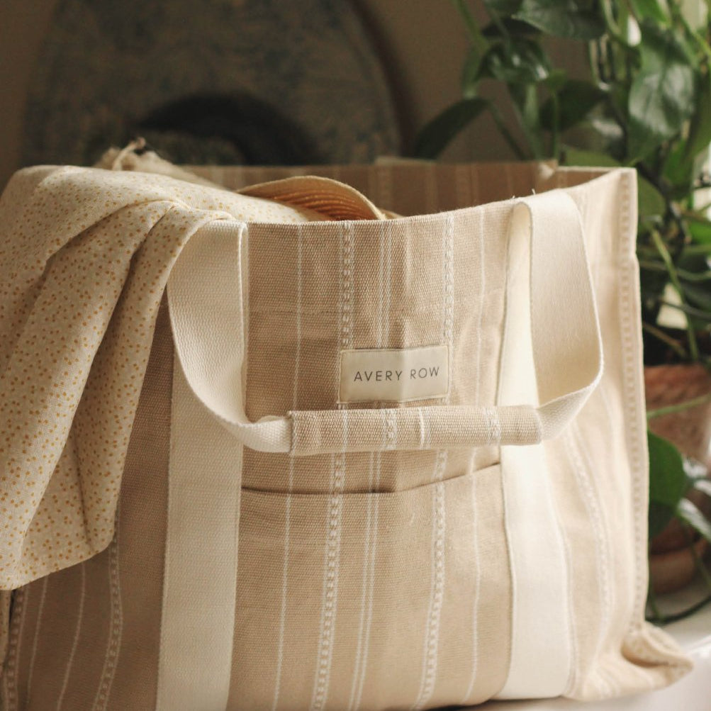 Woven Stripe Bag - Natural – Parent Accessories for children, available at Learning Bugs UK