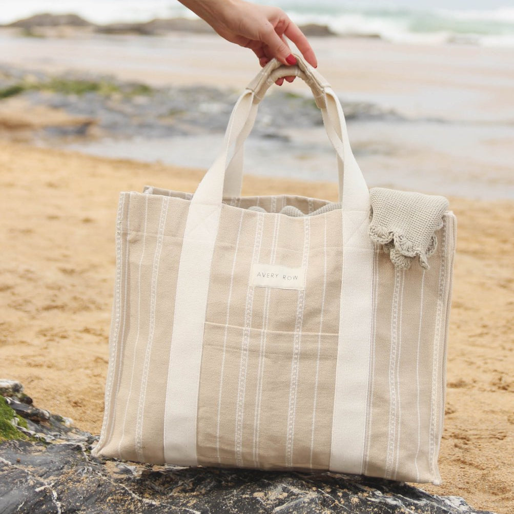 Woven Stripe Bag - Natural – Parent Accessories for children, available at Learning Bugs UK