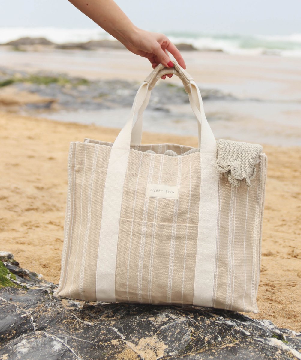 Woven Stripe Bag - Natural – Parent Accessories for children, available at Learning Bugs UK