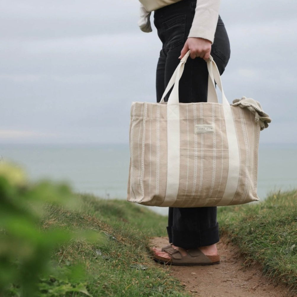Woven Stripe Bag - Natural – Parent Accessories for children, available at Learning Bugs UK