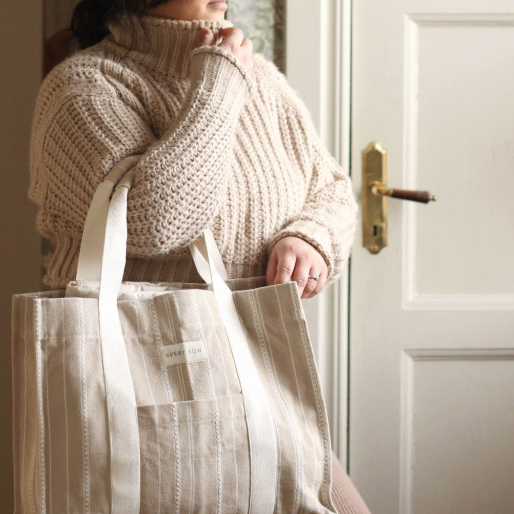 Woven Stripe Bag - Natural – Parent Accessories for children, available at Learning Bugs UK