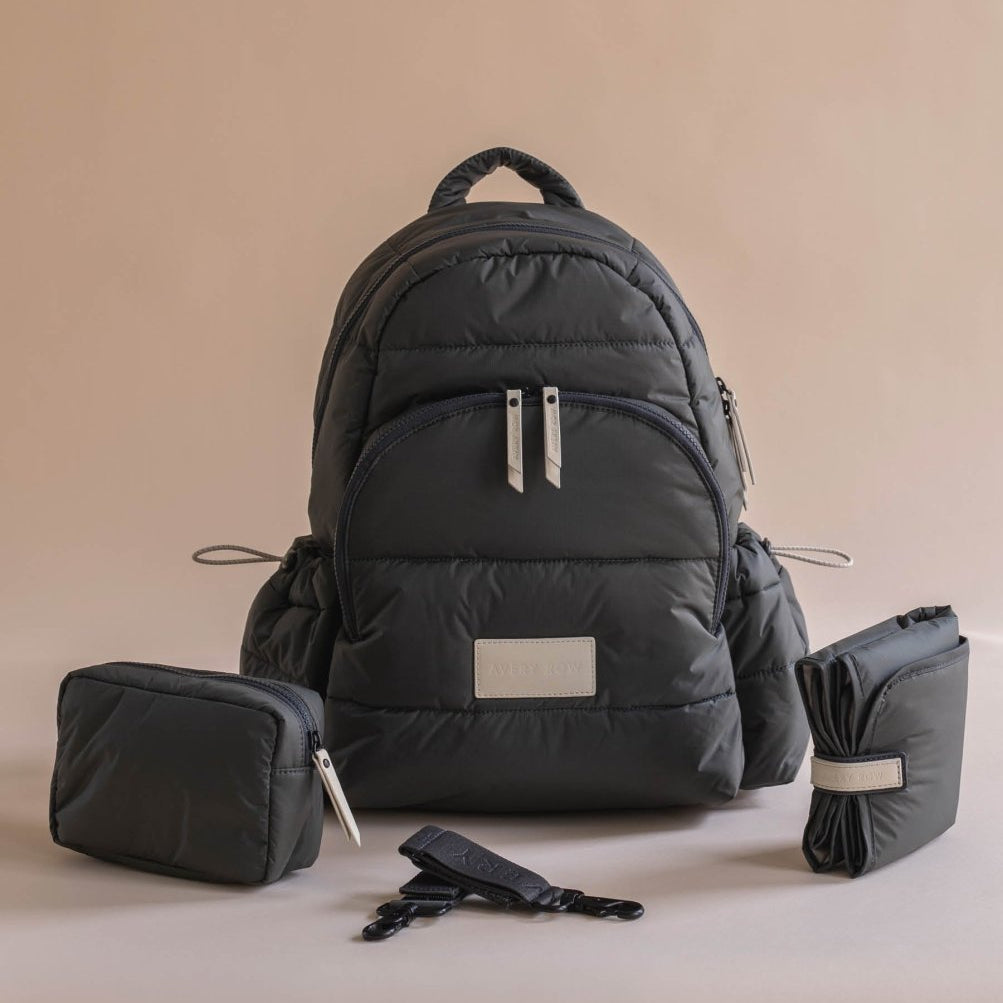 Baby Changing Backpack - Soft Black – Changing Bags & Travel Changing Mats for children, available at Learning Bugs UK