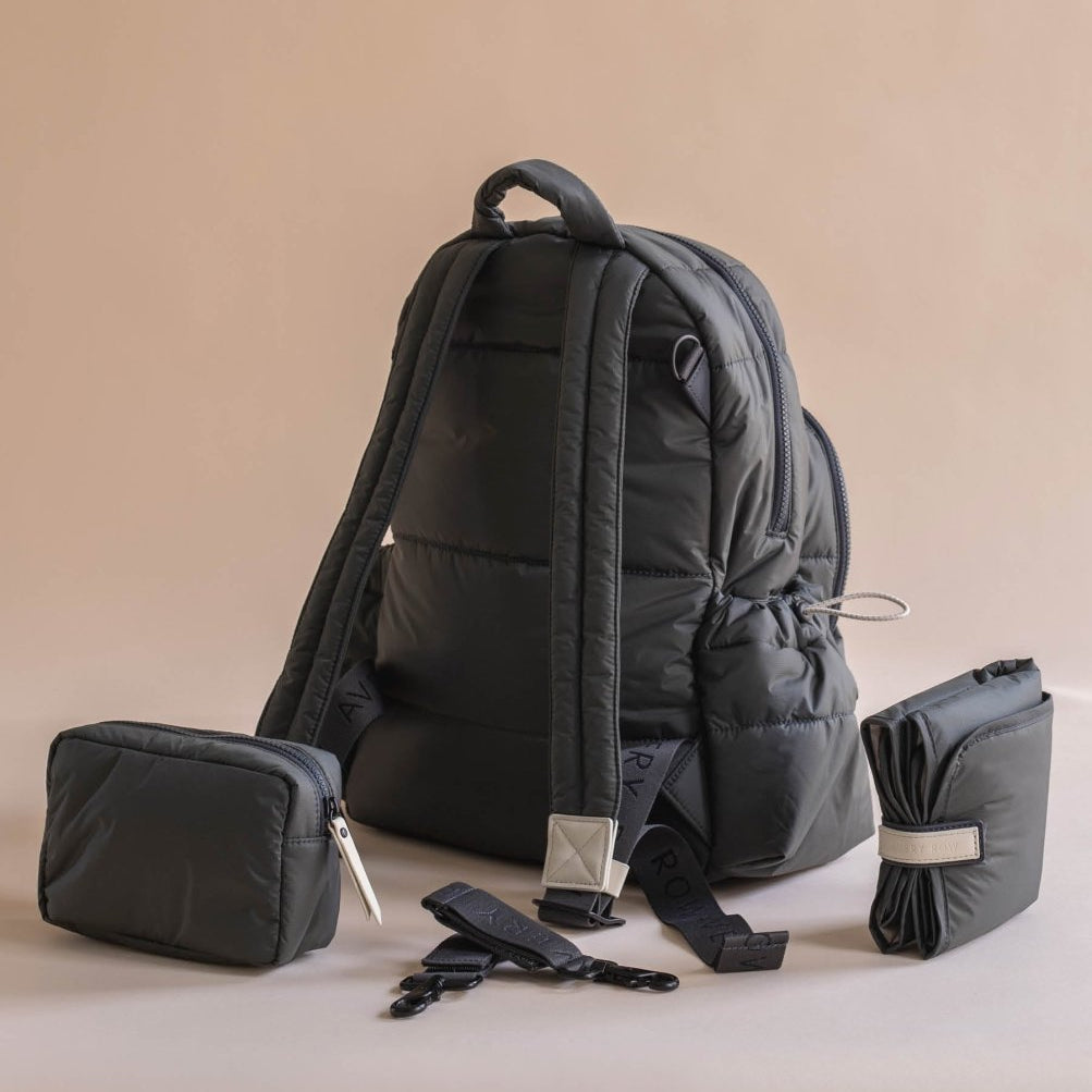 Baby Changing Backpack - Soft Black – Changing Bags & Travel Changing Mats for children, available at Learning Bugs UK