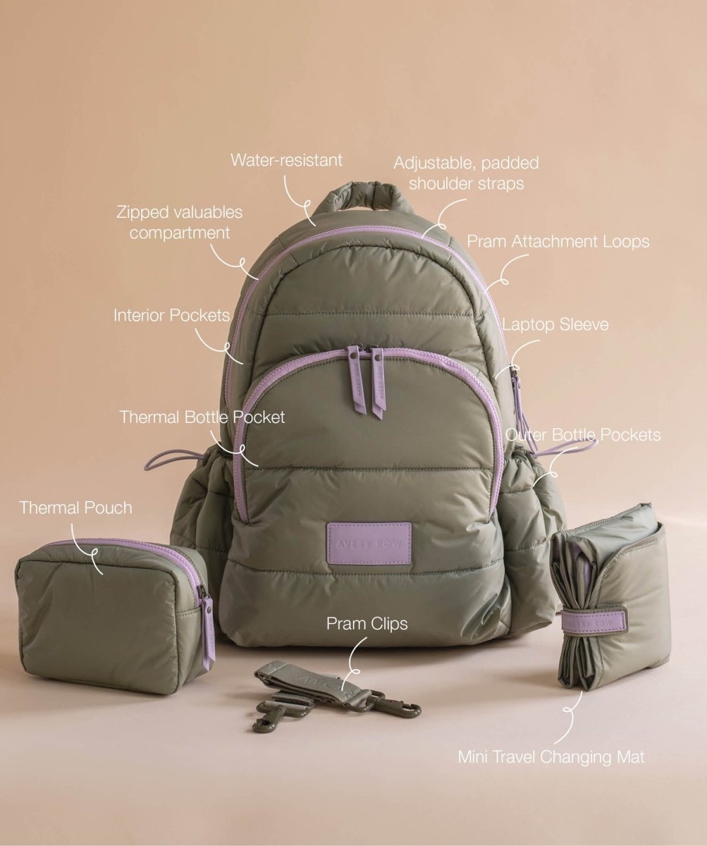 Baby Changing Backpack - Olive – Changing Bags & Travel Changing Mats for children, available at Learning Bugs UK