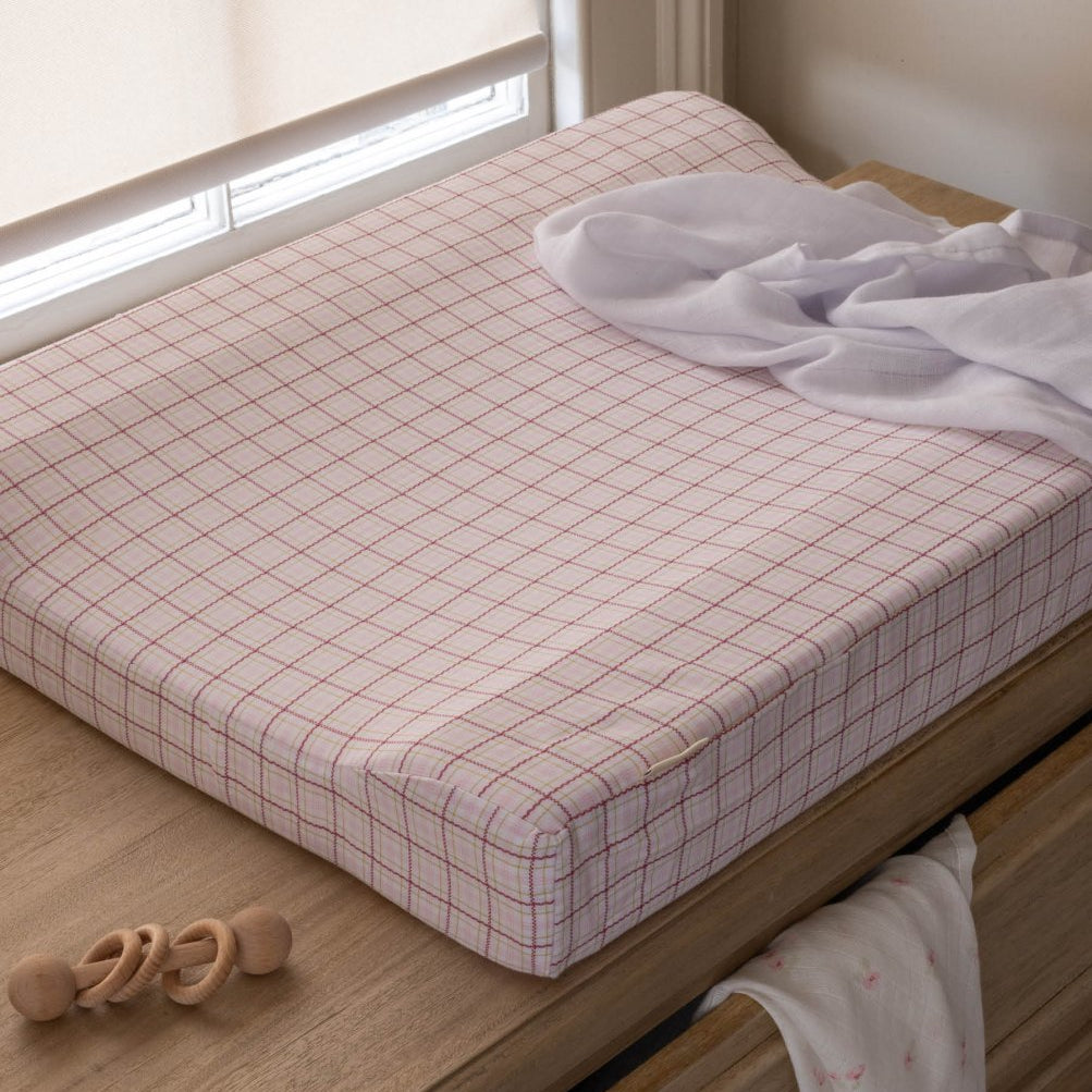 Baby Changing Mat - Pink Check – Baby Changing for children, available at Learning Bugs UK