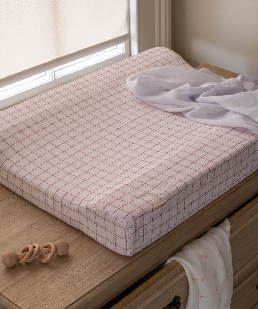 Baby Changing Mat - Pink Check – Baby Changing for children, available at Learning Bugs UK