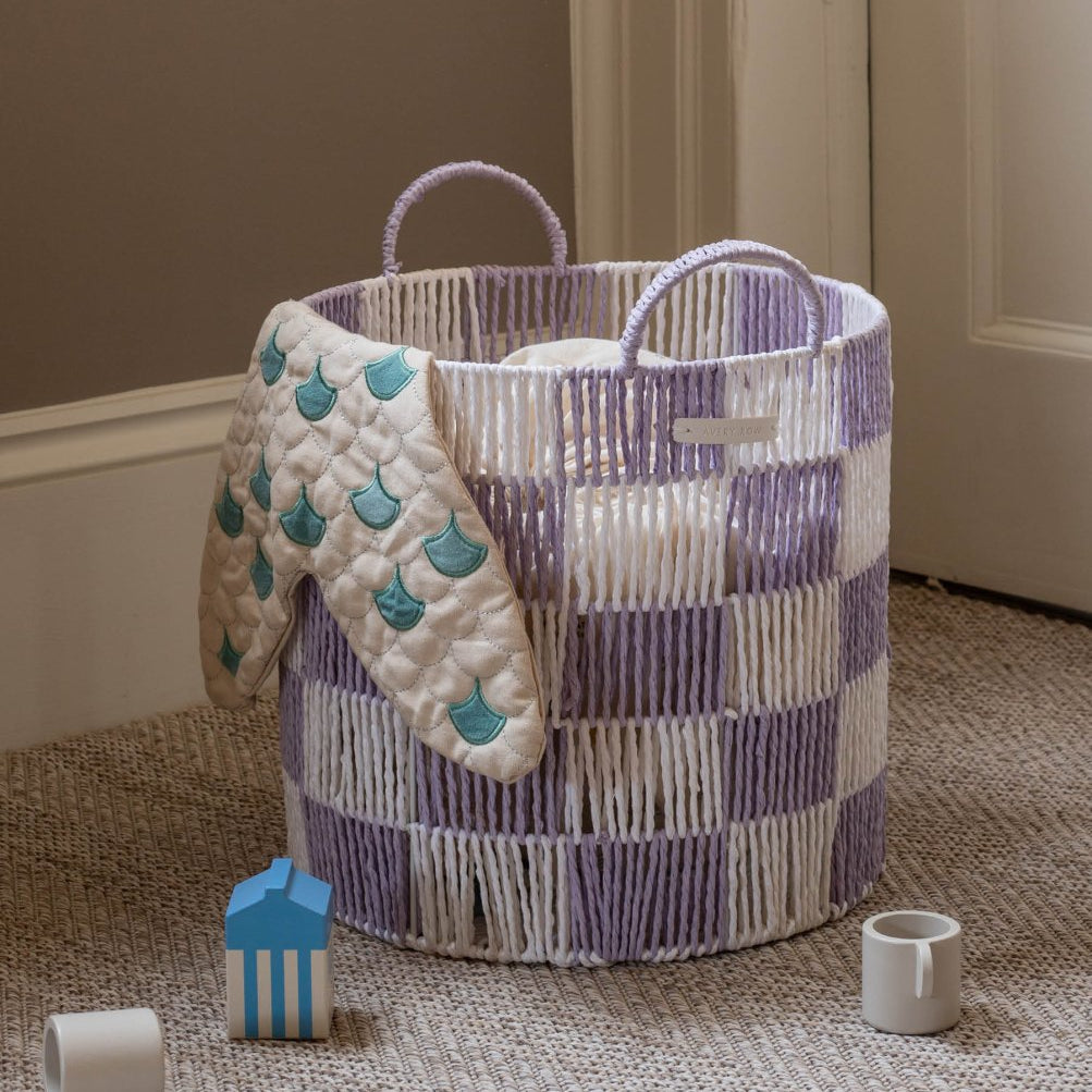 Checkerboard Storage Basket Large - Lilac – Storage for children, available at Learning Bugs UK