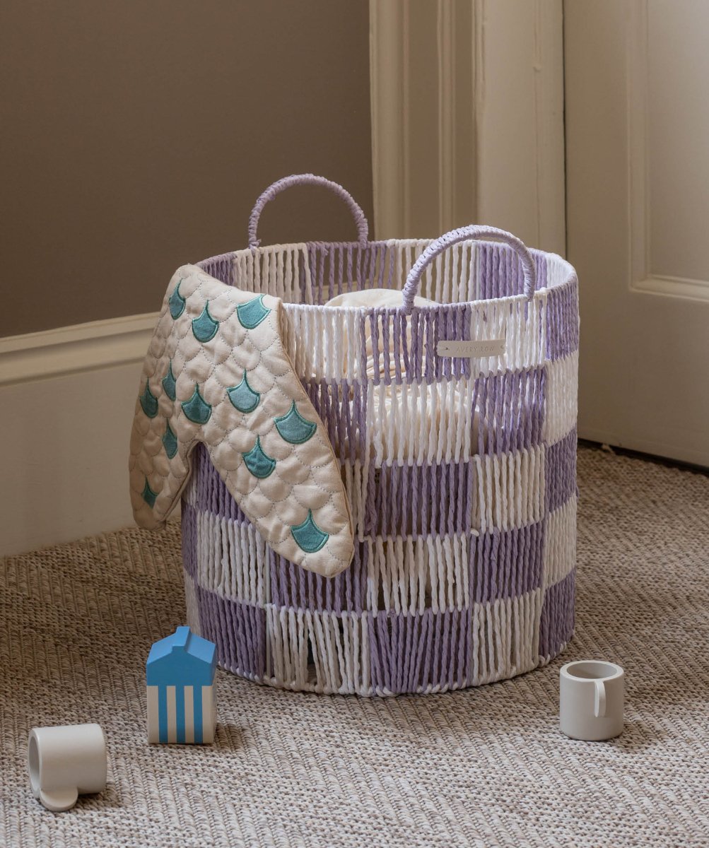 Checkerboard Storage Basket Large - Lilac – Storage for children, available at Learning Bugs UK