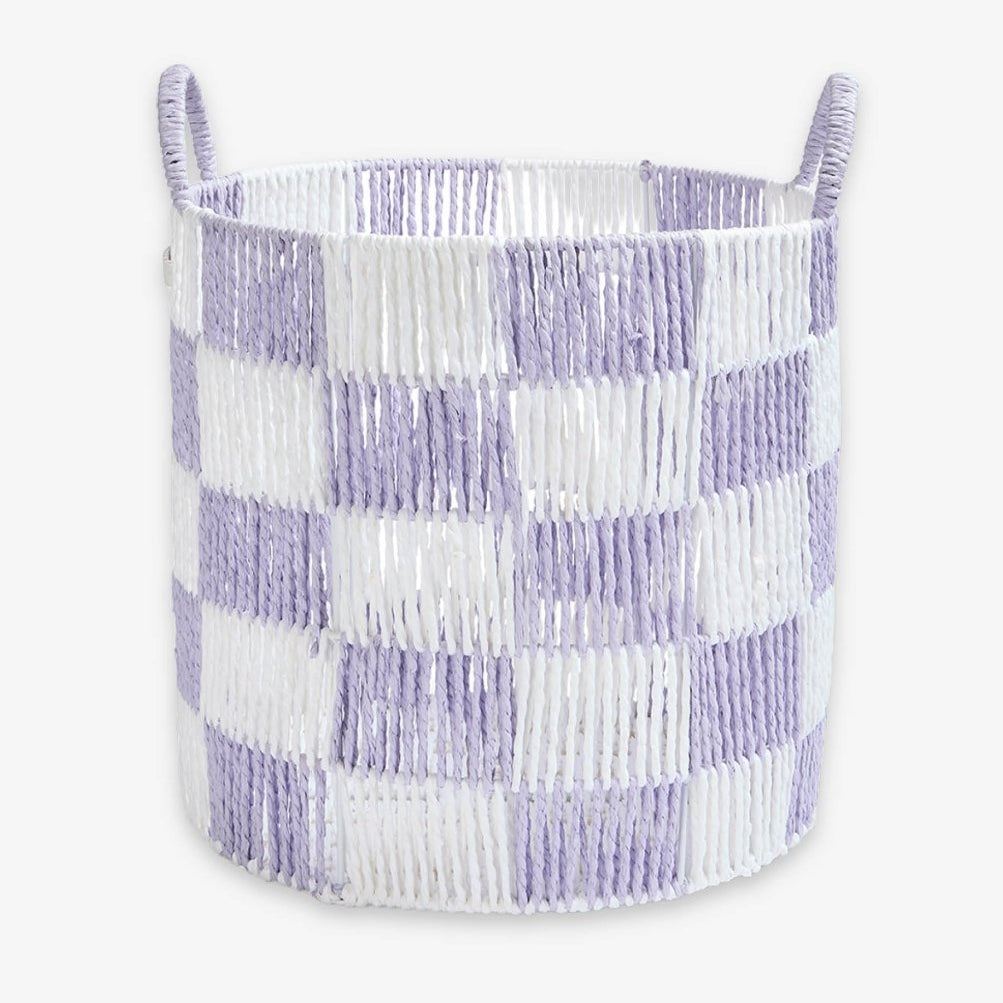 Checkerboard Storage Basket Large - Lilac – Storage for children, available at Learning Bugs UK