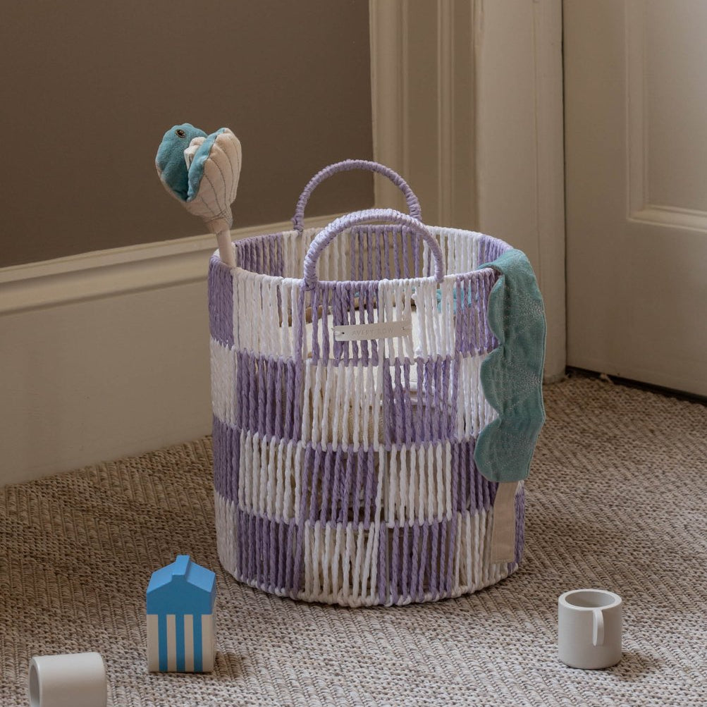 Checkerboard Storage Basket Medium - Lilac – Storage for children, available at Learning Bugs UK