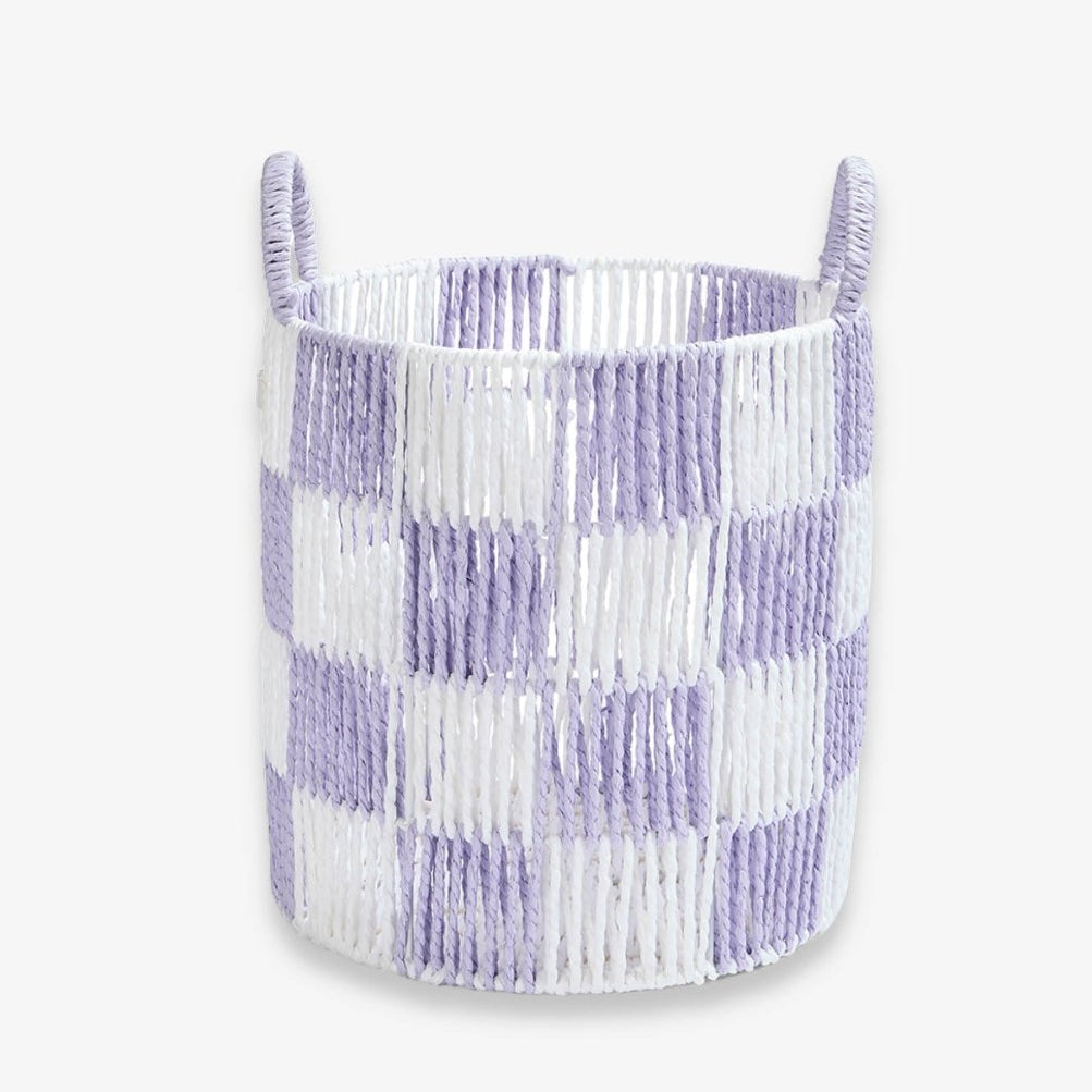 Checkerboard Storage Basket Medium - Lilac – Storage for children, available at Learning Bugs UK