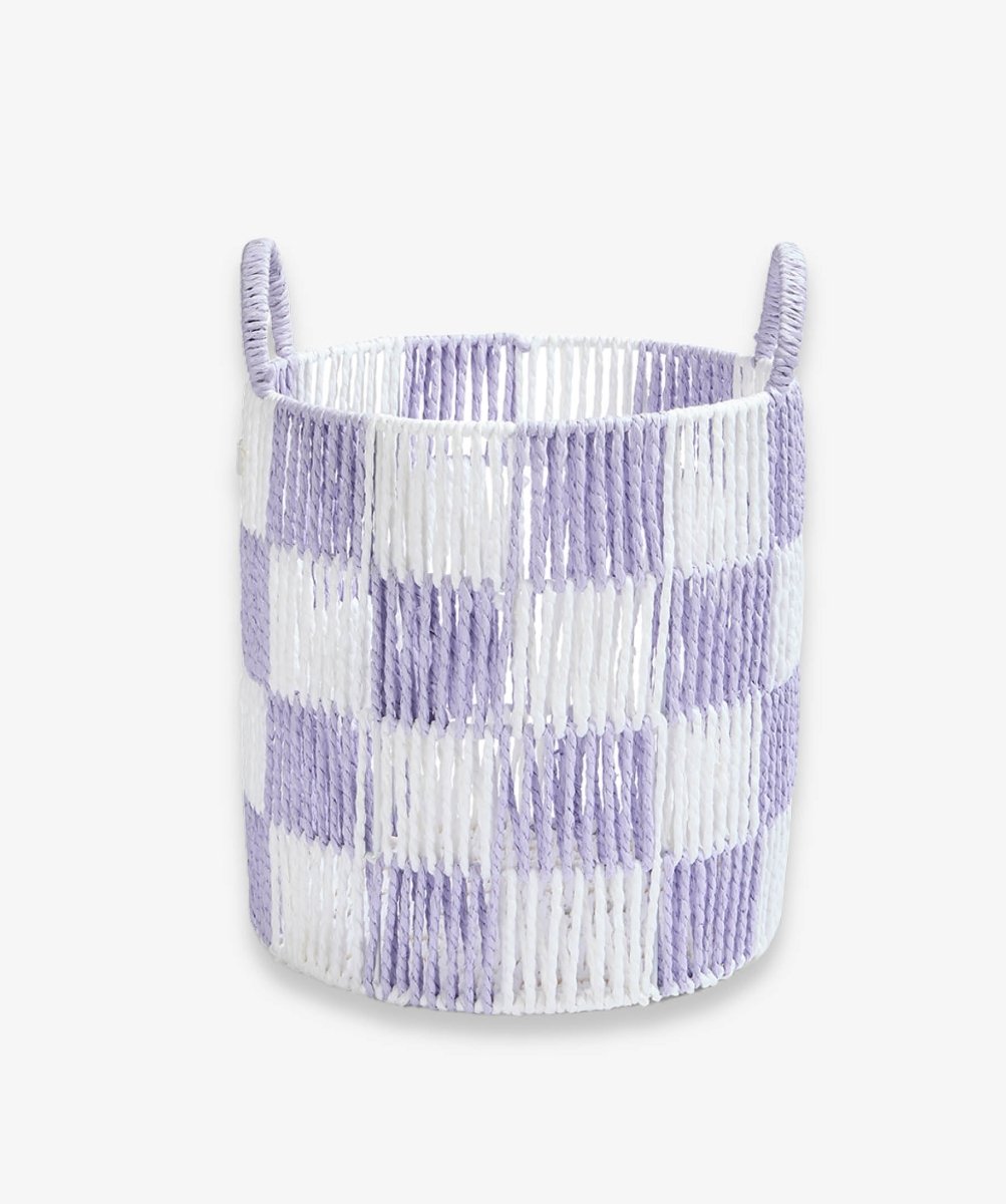 Checkerboard Storage Basket Medium - Lilac – Storage for children, available at Learning Bugs UK
