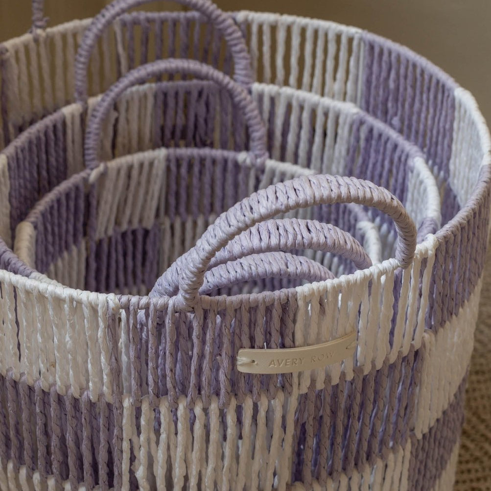 Checkerboard Storage Basket Medium - Lilac – Storage for children, available at Learning Bugs UK
