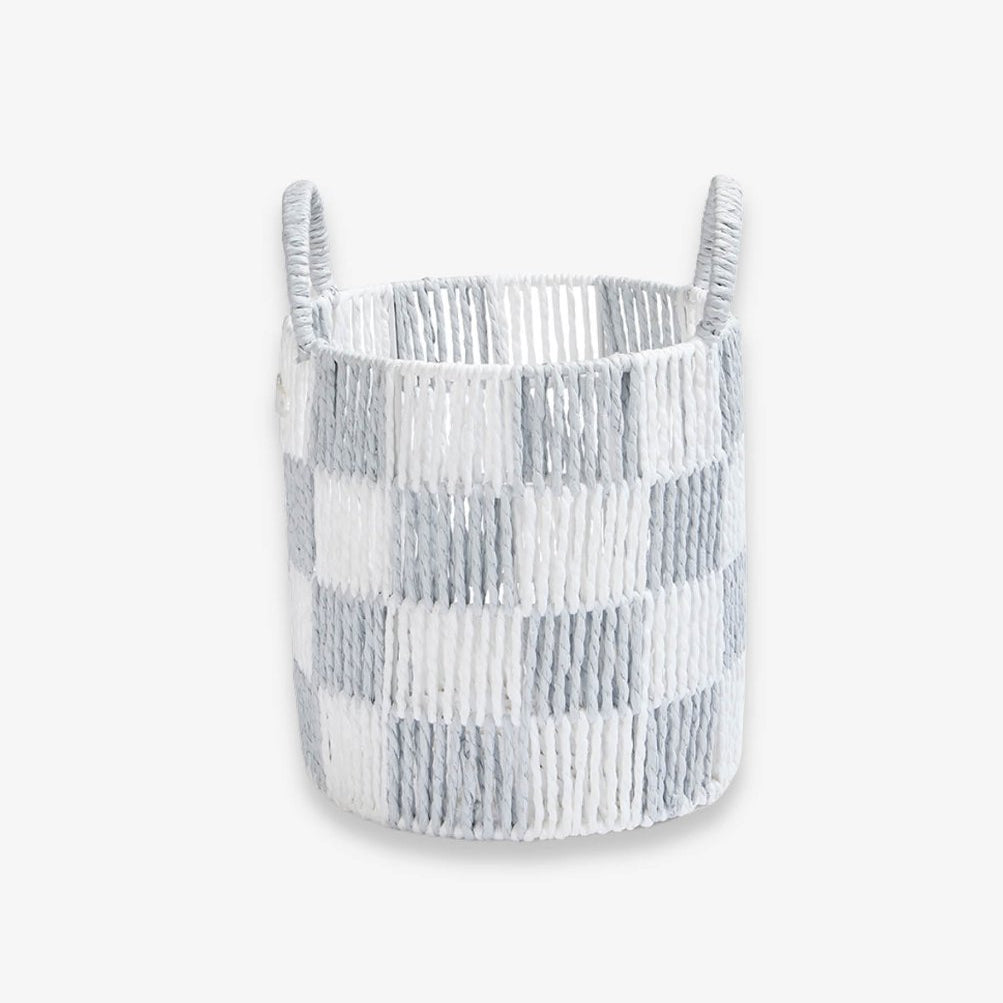Checkerboard Storage Basket Small - Powder Blue – Storage for children, available at Learning Bugs UK