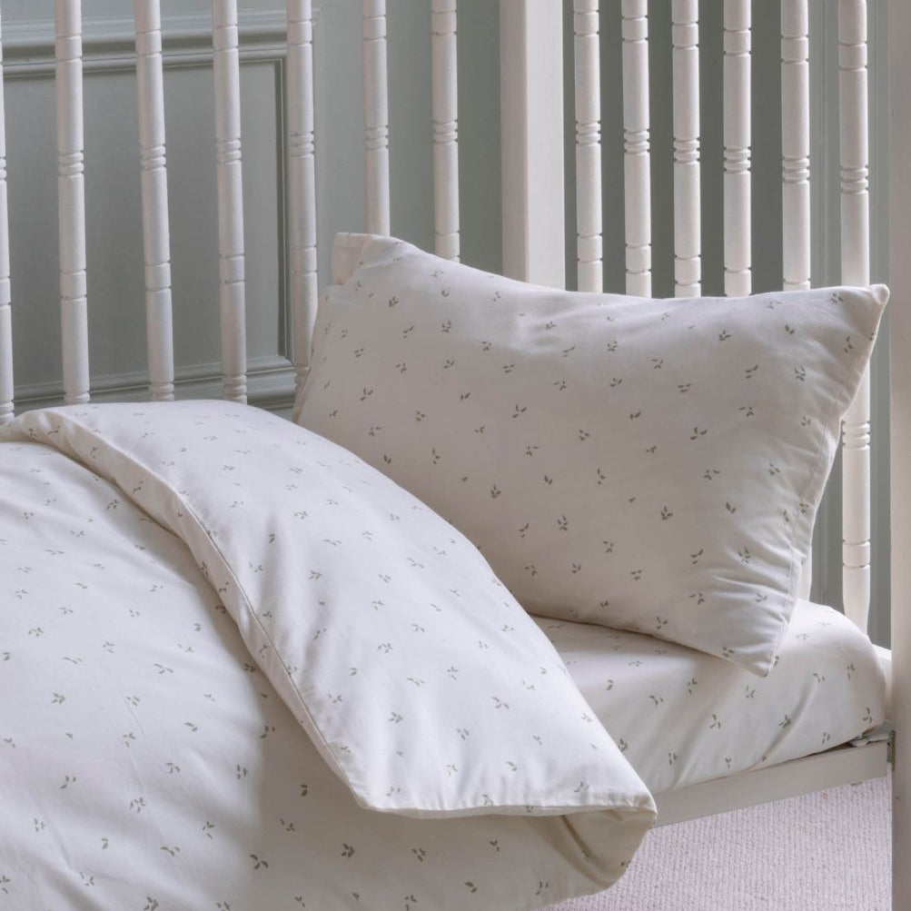 Organic Cotton Cotbed Bedding Set - Nettle Scatter – Bedding for children, available at Learning Bugs UK