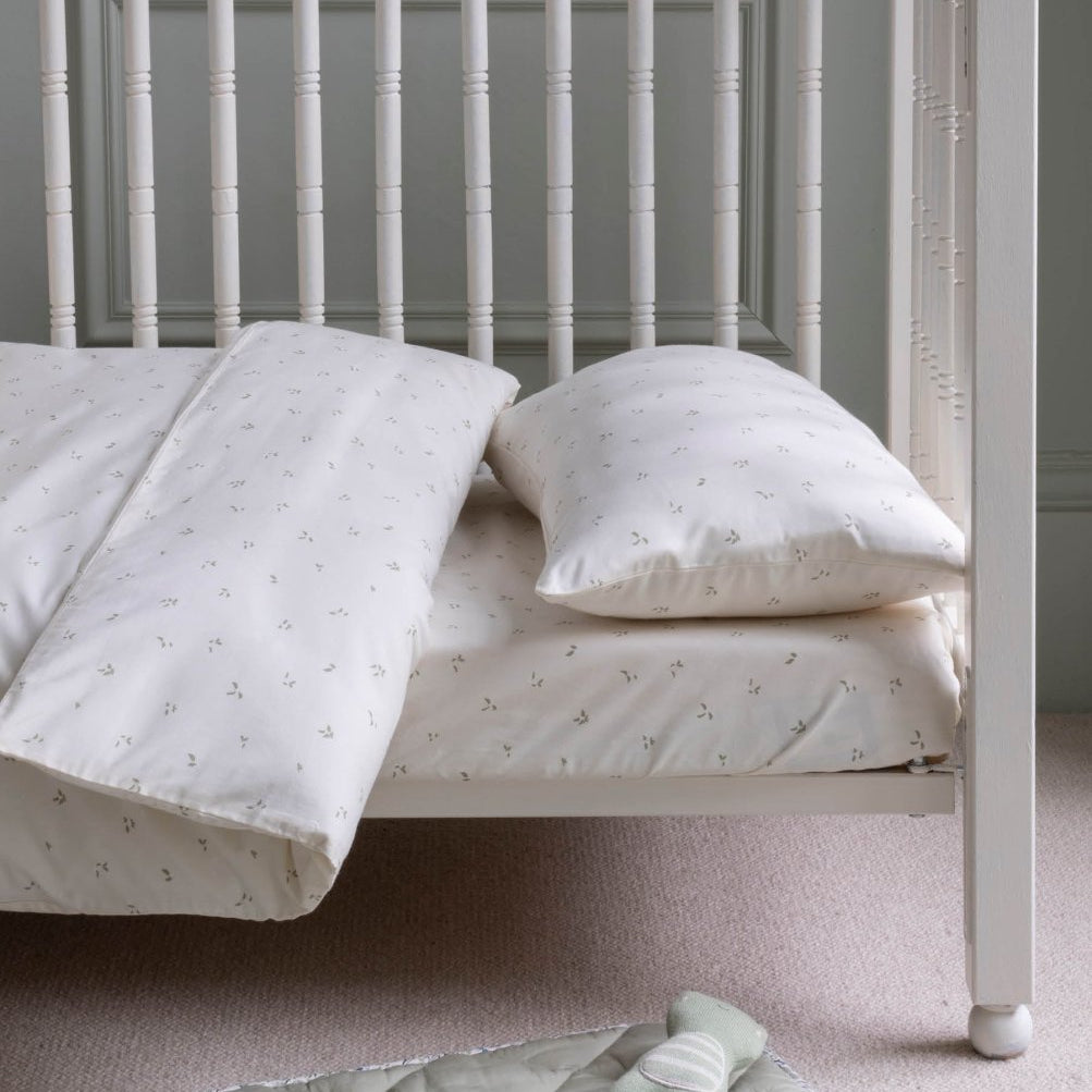 Organic Cotton Cotbed Bedding Set - Nettle Scatter – Bedding for children, available at Learning Bugs UK