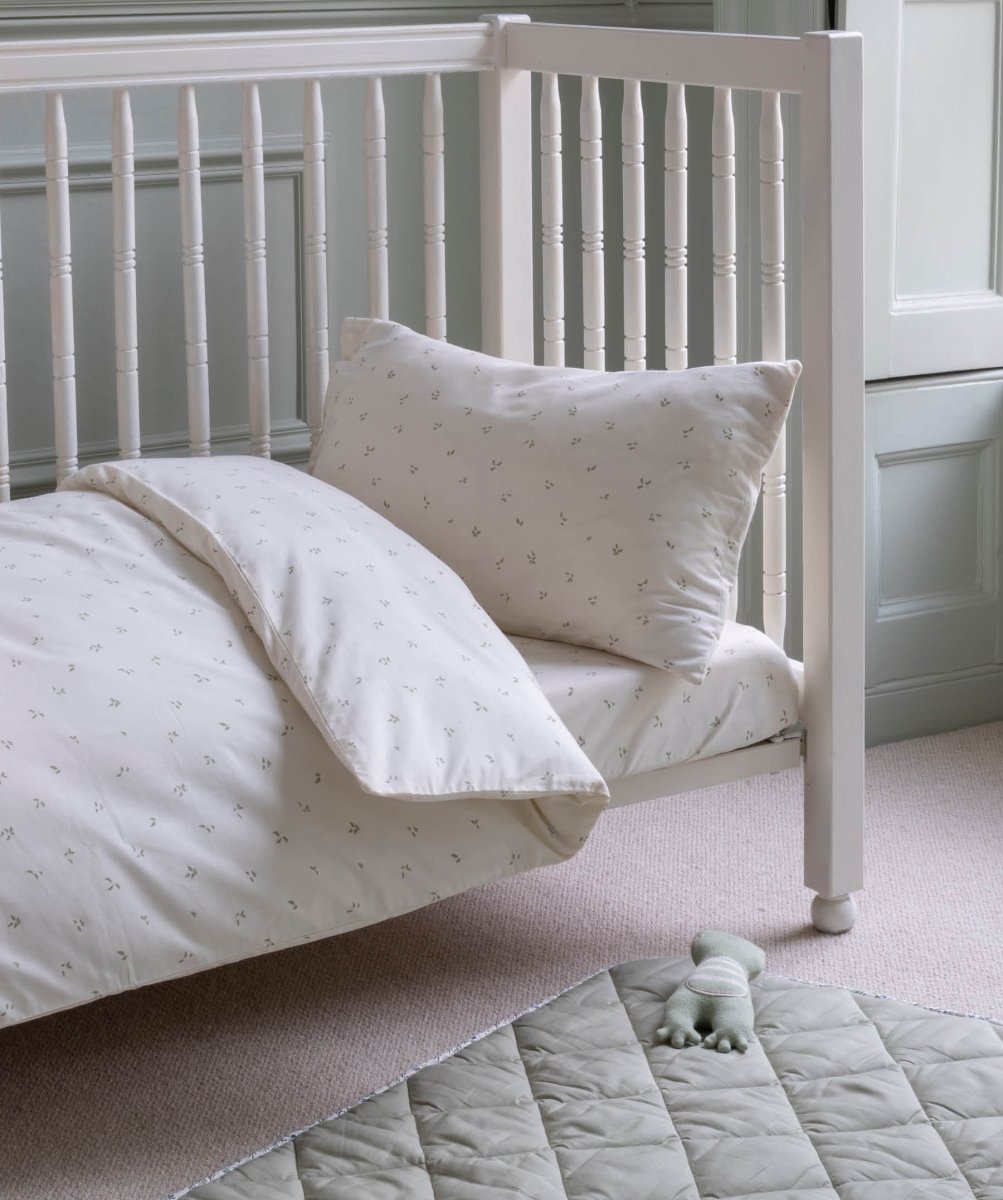 Organic Cotton Cotbed Bedding Set - Nettle Scatter – Bedding for children, available at Learning Bugs UK