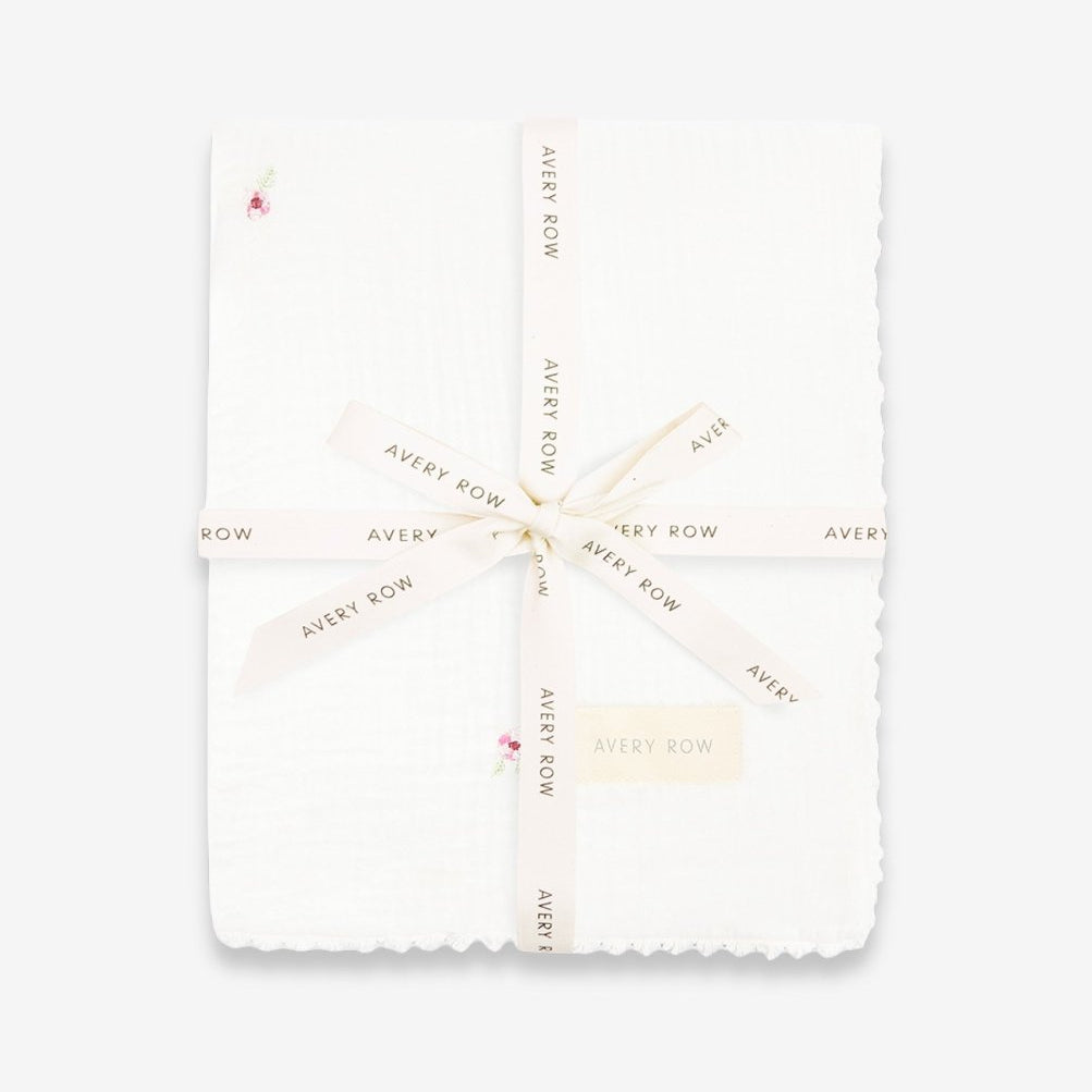 Embroidered Muslin Blanket - Anemone – Blankets for children, available at Learning Bugs UK