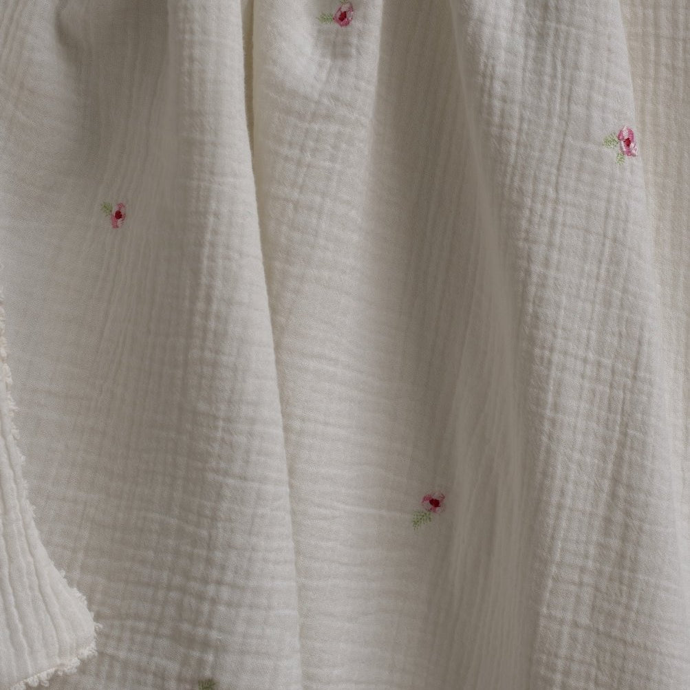 Embroidered Muslin Blanket - Anemone – Blankets for children, available at Learning Bugs UK