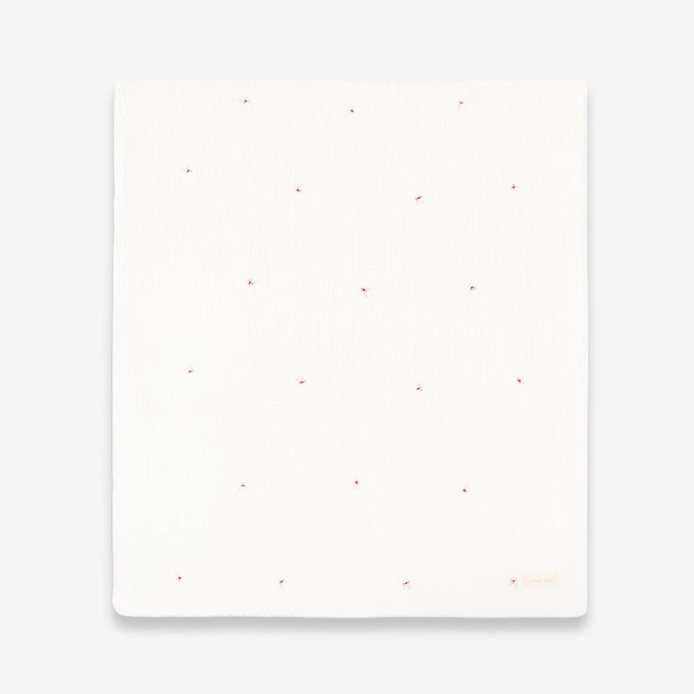 Embroidered Muslin Blanket - Anemone – Blankets for children, available at Learning Bugs UK