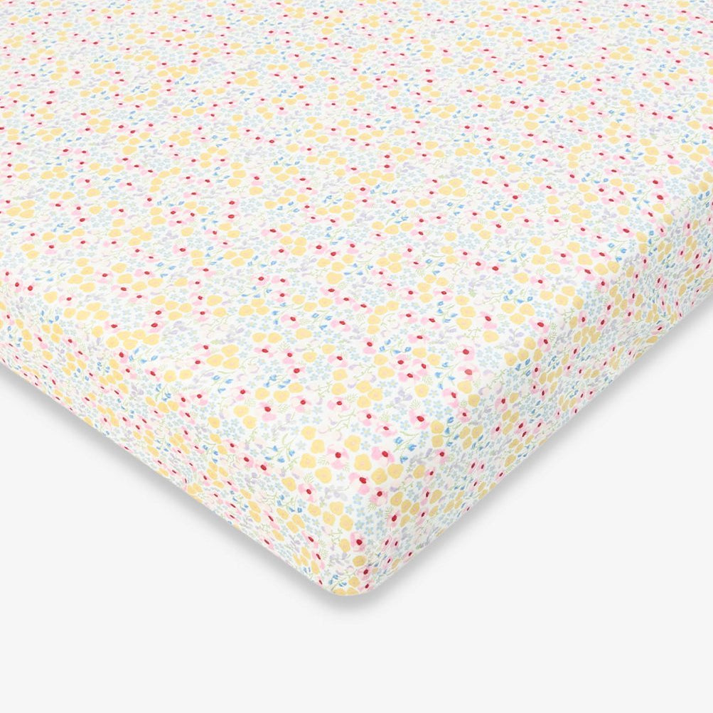 Organic Cotbed Fitted Sheet - Wildflower Garden – Bedding for children, available at Learning Bugs UK