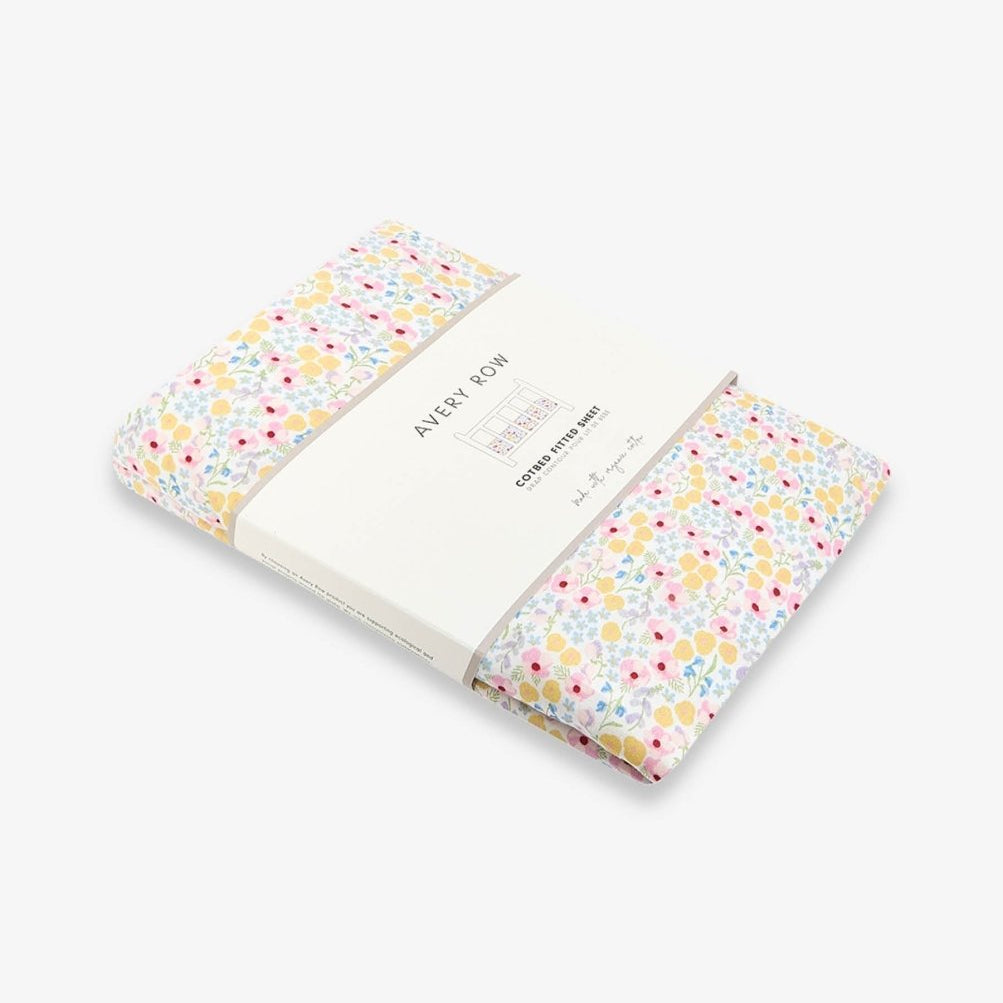 Organic Cotbed Fitted Sheet - Wildflower Garden – Bedding for children, available at Learning Bugs UK