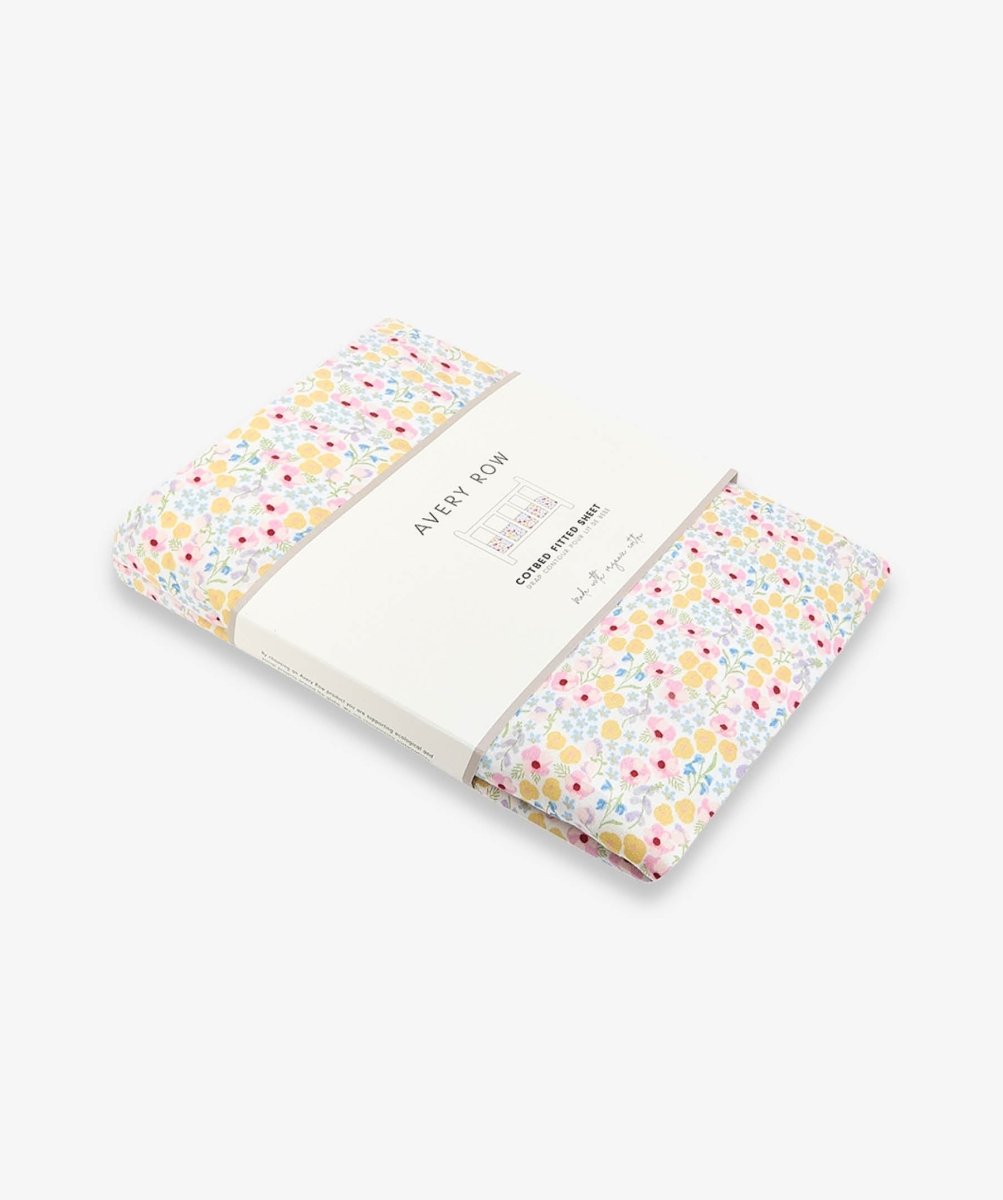 Organic Cotbed Fitted Sheet - Wildflower Garden – Bedding for children, available at Learning Bugs UK