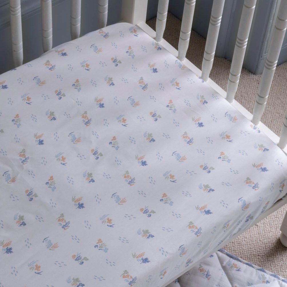 Organic Cotbed Fitted Sheet - Coastline – Bedding for children, available at Learning Bugs UK