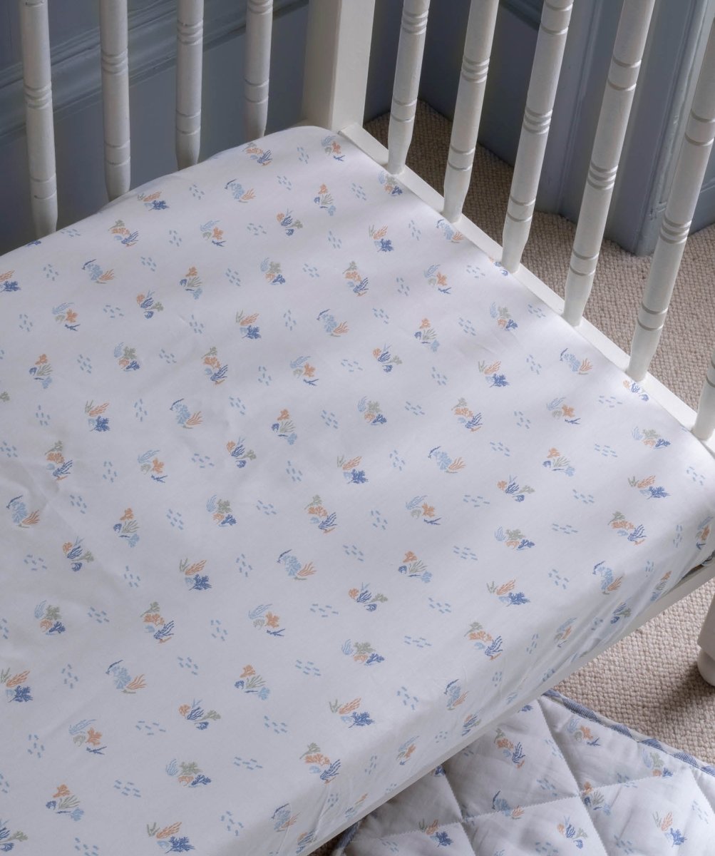 Organic Cotbed Fitted Sheet - Coastline – Bedding for children, available at Learning Bugs UK