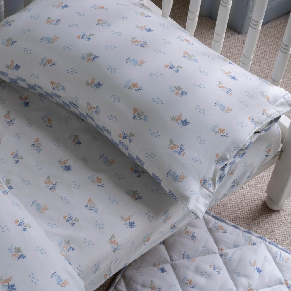 Organic Cotbed Fitted Sheet - Coastline – Bedding for children, available at Learning Bugs UK