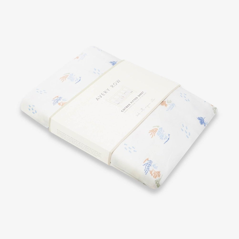 Organic Cotbed Fitted Sheet - Coastline – Bedding for children, available at Learning Bugs UK