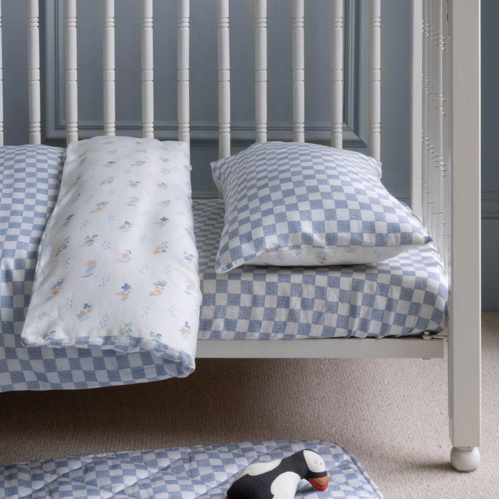Organic Cotbed Fitted Sheet - Waves – Bedding for children, available at Learning Bugs UK