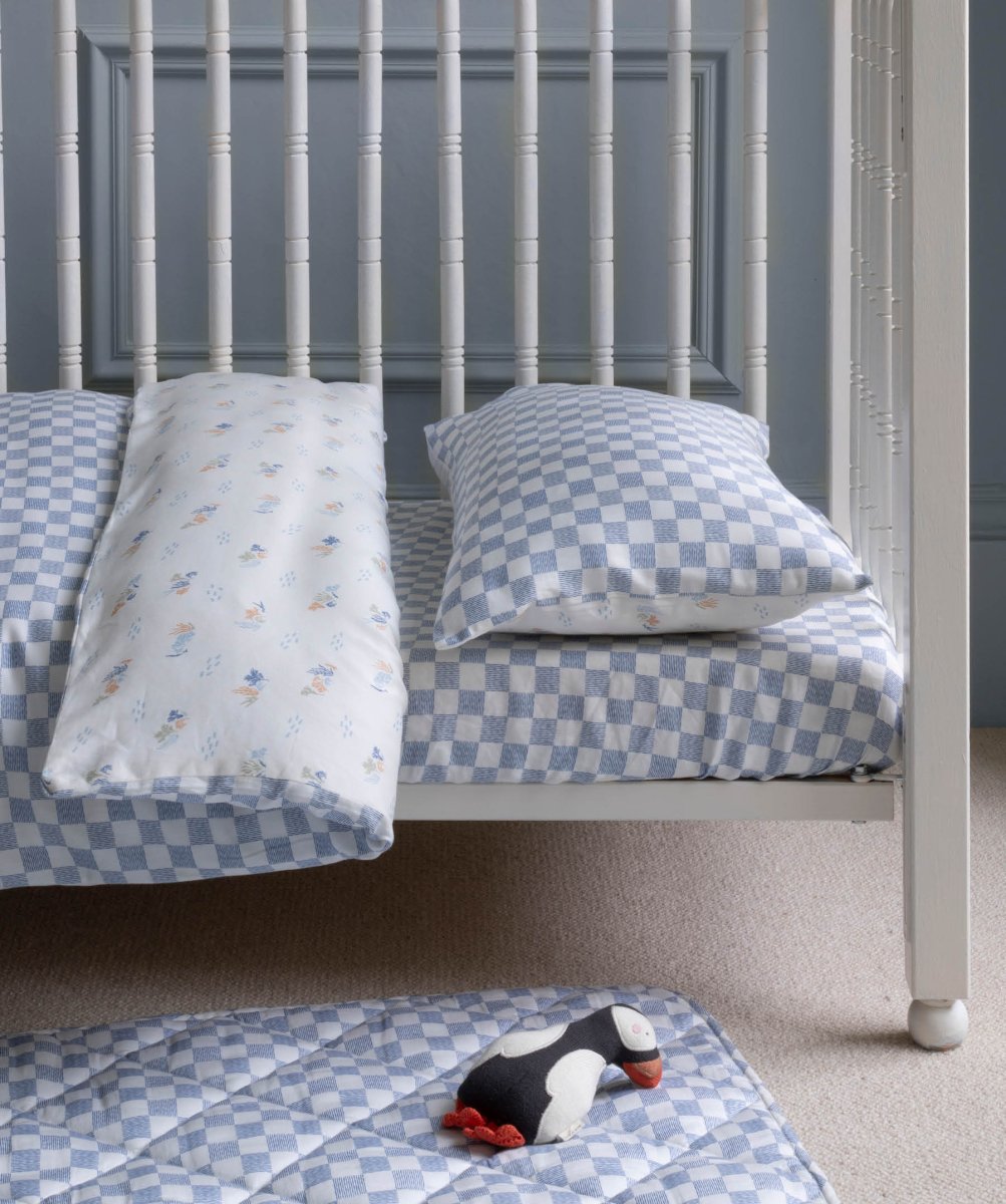 Organic Cotbed Fitted Sheet - Waves – Bedding for children, available at Learning Bugs UK