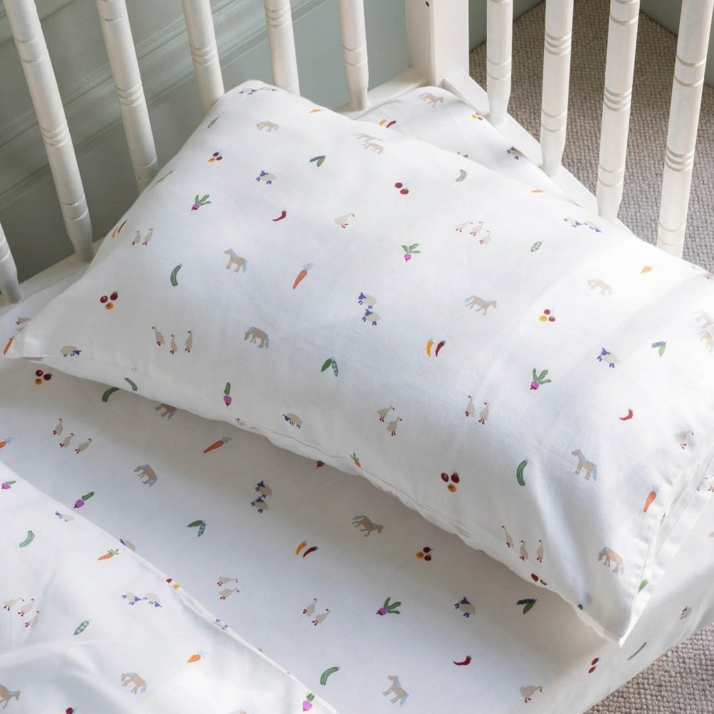 Organic Cotbed Fitted Sheet - Little Farm – Bedding for children, available at Learning Bugs UK