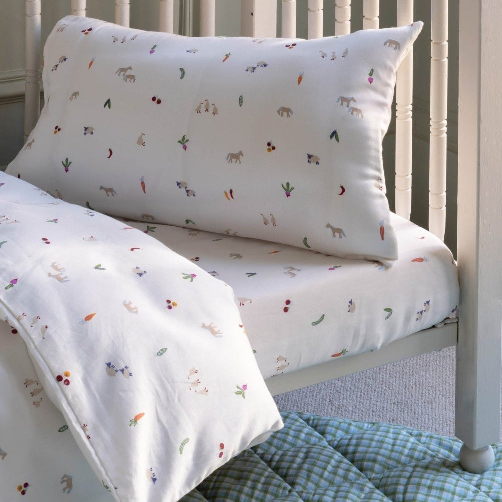 Organic Cotbed Fitted Sheet - Little Farm – Bedding for children, available at Learning Bugs UK