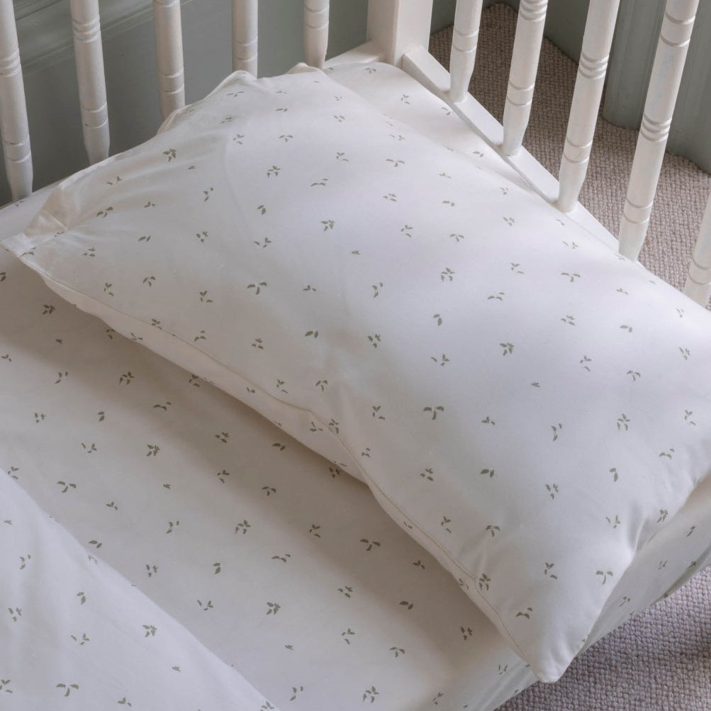 Organic Cotbed Fitted Sheet - Nettle Scatter – Bedding for children, available at Learning Bugs UK