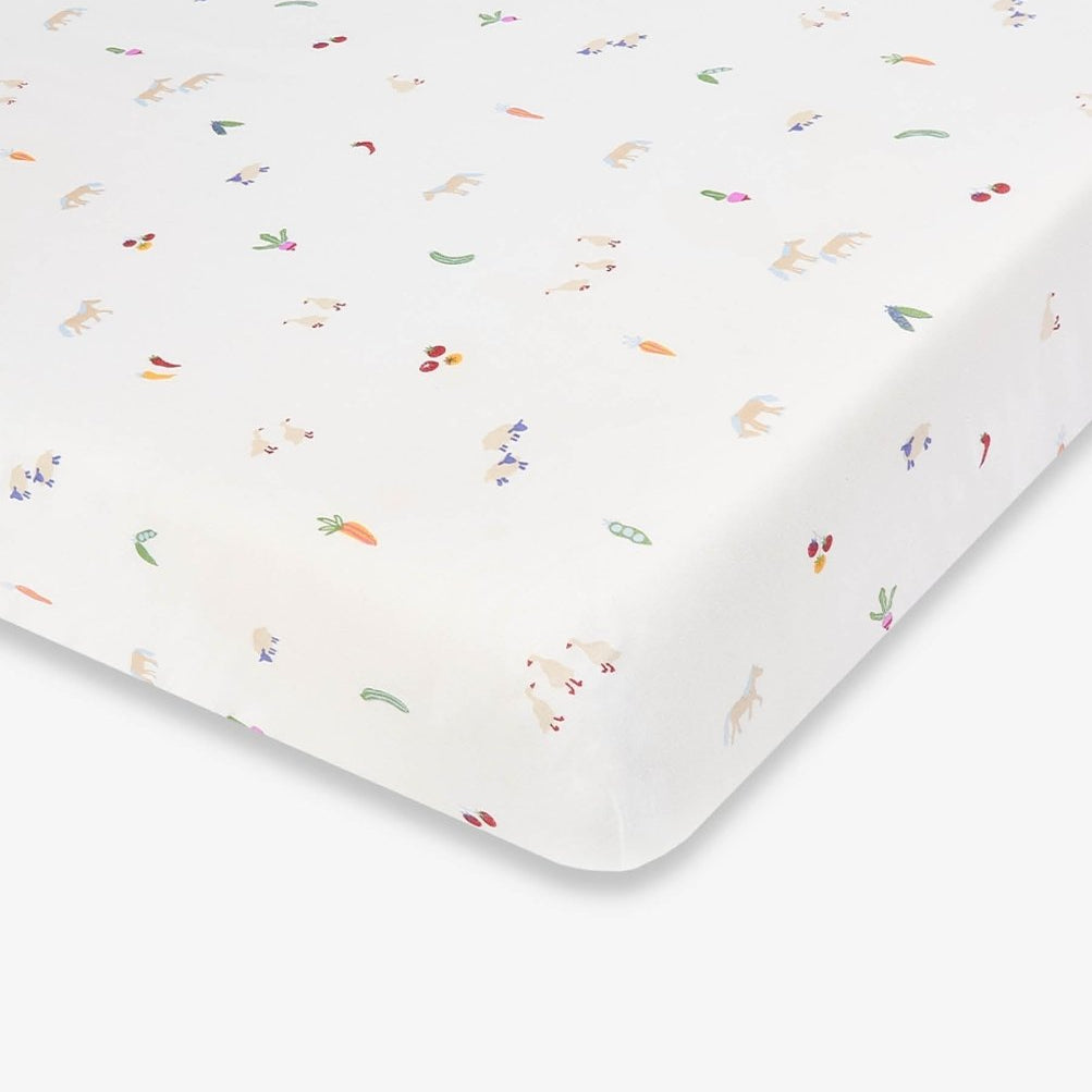 Organic Cotbed Fitted Sheet - Little Farm – Bedding for children, available at Learning Bugs UK
