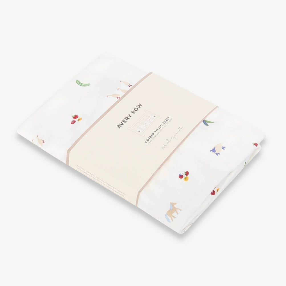 Organic Cotbed Fitted Sheet - Little Farm – Bedding for children, available at Learning Bugs UK