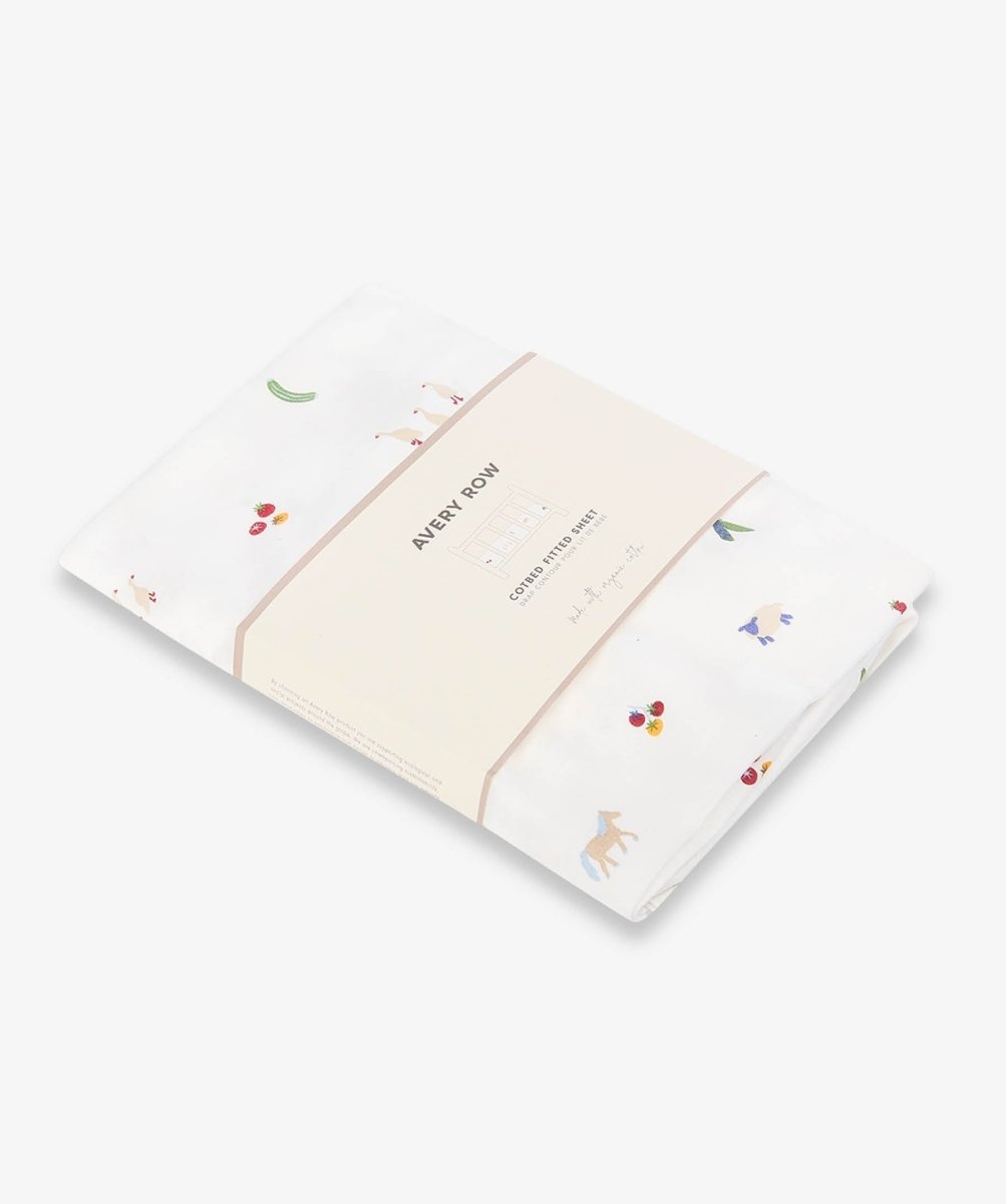 Organic Cotbed Fitted Sheet - Little Farm – Bedding for children, available at Learning Bugs UK