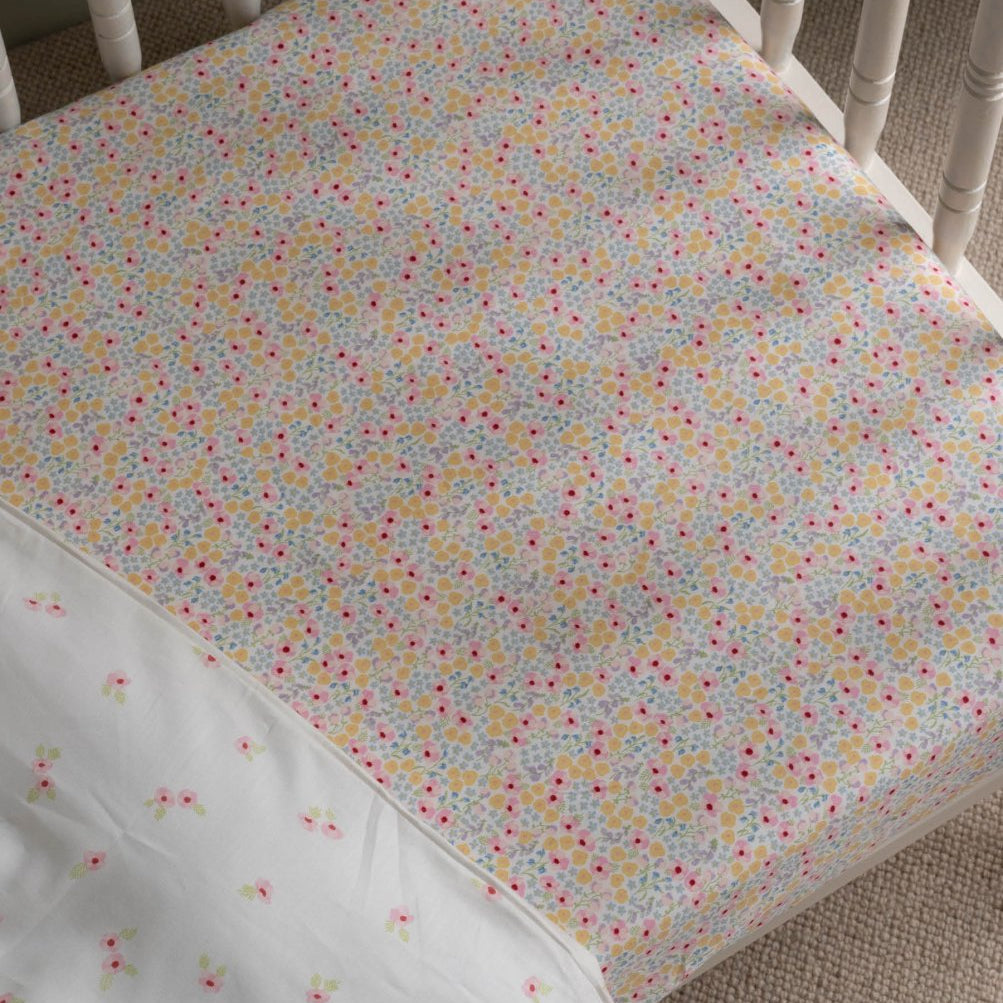 Organic Cotbed Fitted Sheet - Wildflower Garden – Bedding for children, available at Learning Bugs UK
