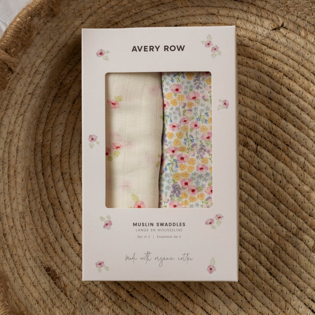 Extra Large Organic Baby Muslins, Set of 2 - Wildflower Garden / Anemone – for children, available at Learning Bugs UK